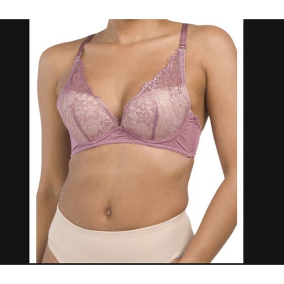 The Little Bra Company 28A  Lace Deep‎ Plunge Mauve “Christina” - Picture 1 of 1